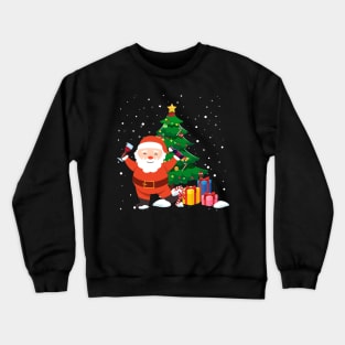 Funny Santa Drinking Wine Christmas Tree Crewneck Sweatshirt